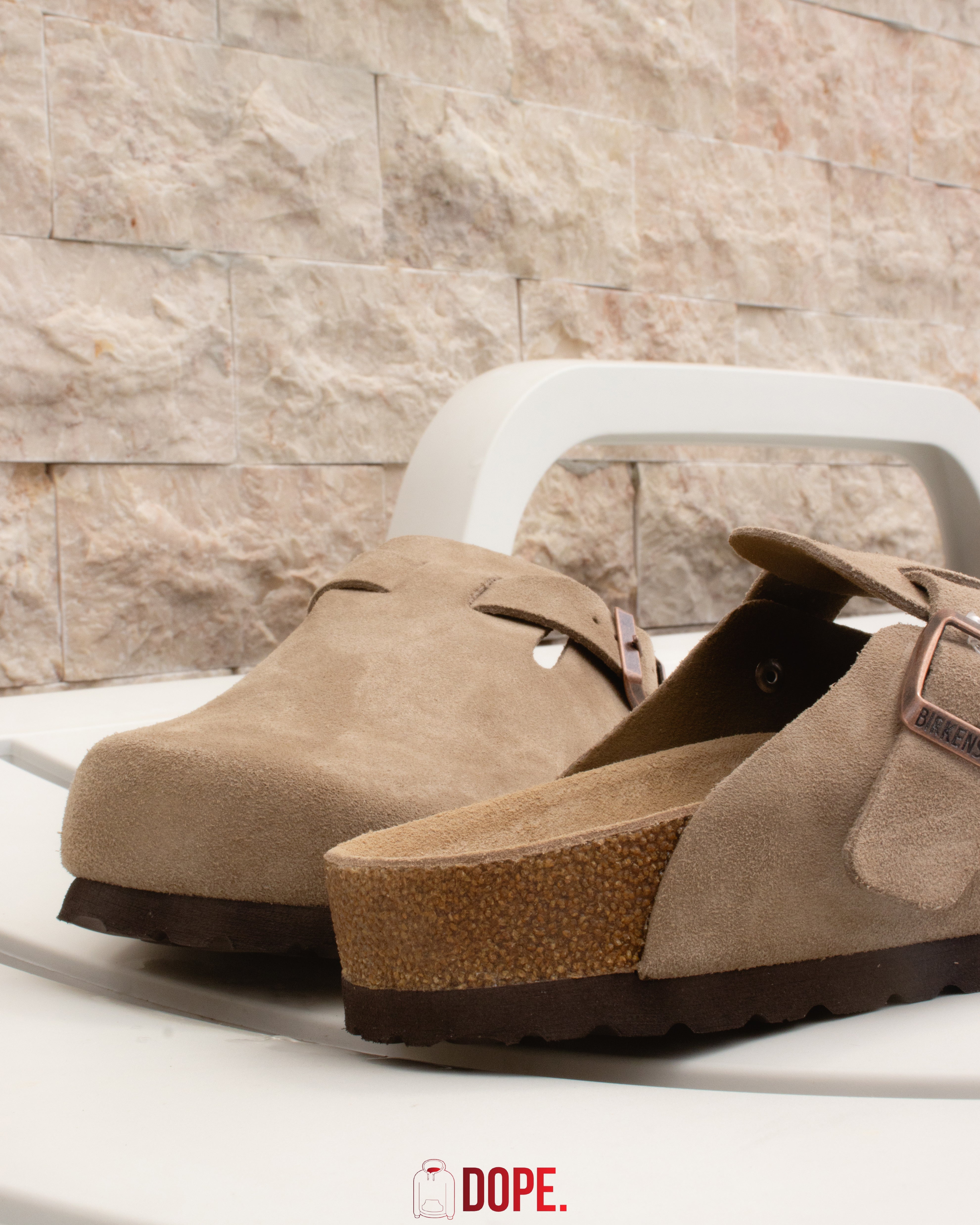 Birkenstock Boston Soft Footbed Suede Taupe
