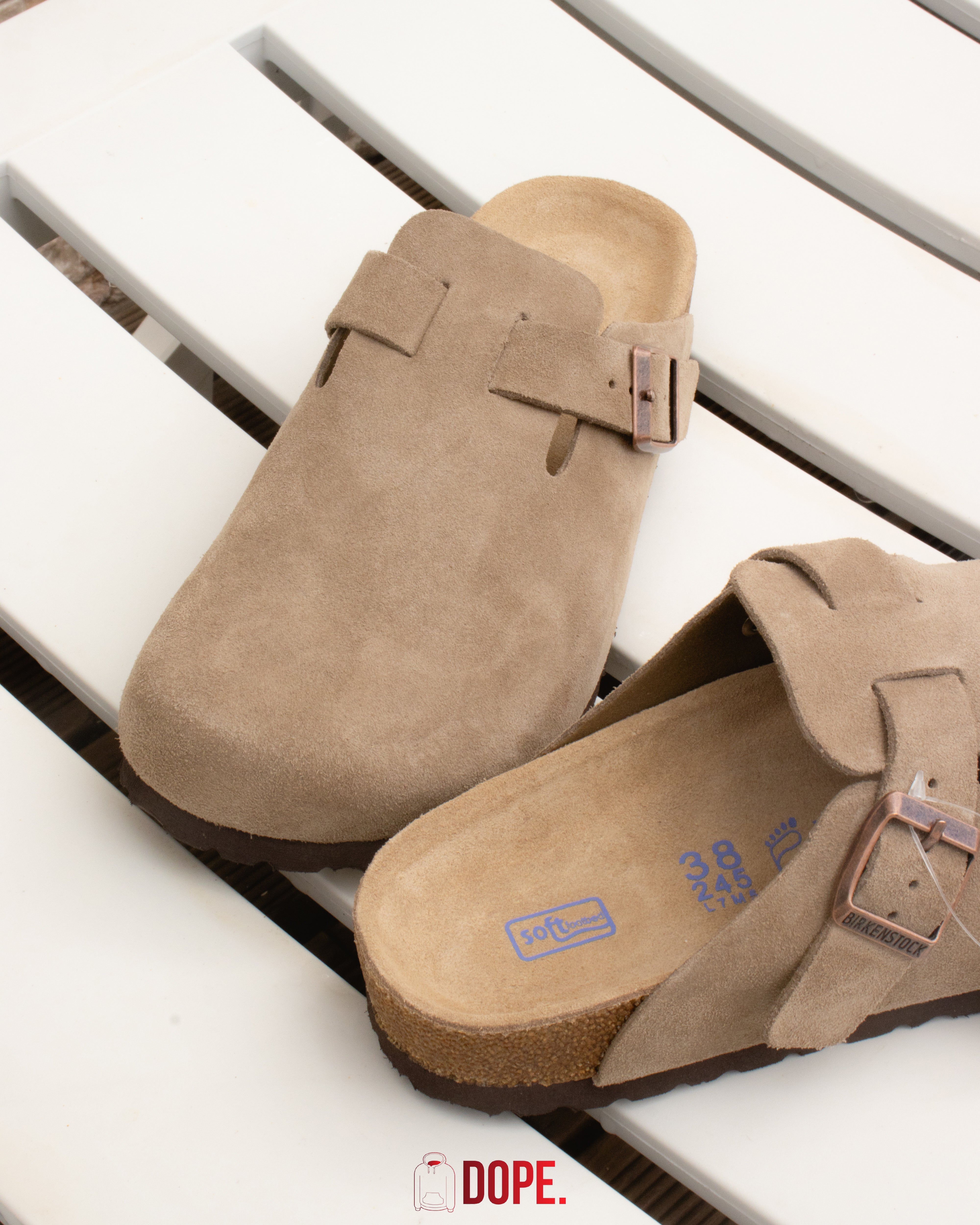 Birkenstock Boston Soft Footbed Suede Taupe