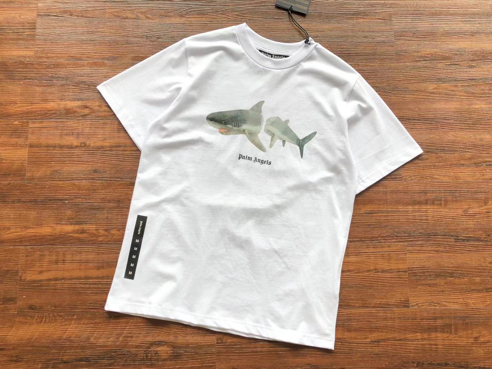 T-Shirt Palm Angels White Shark