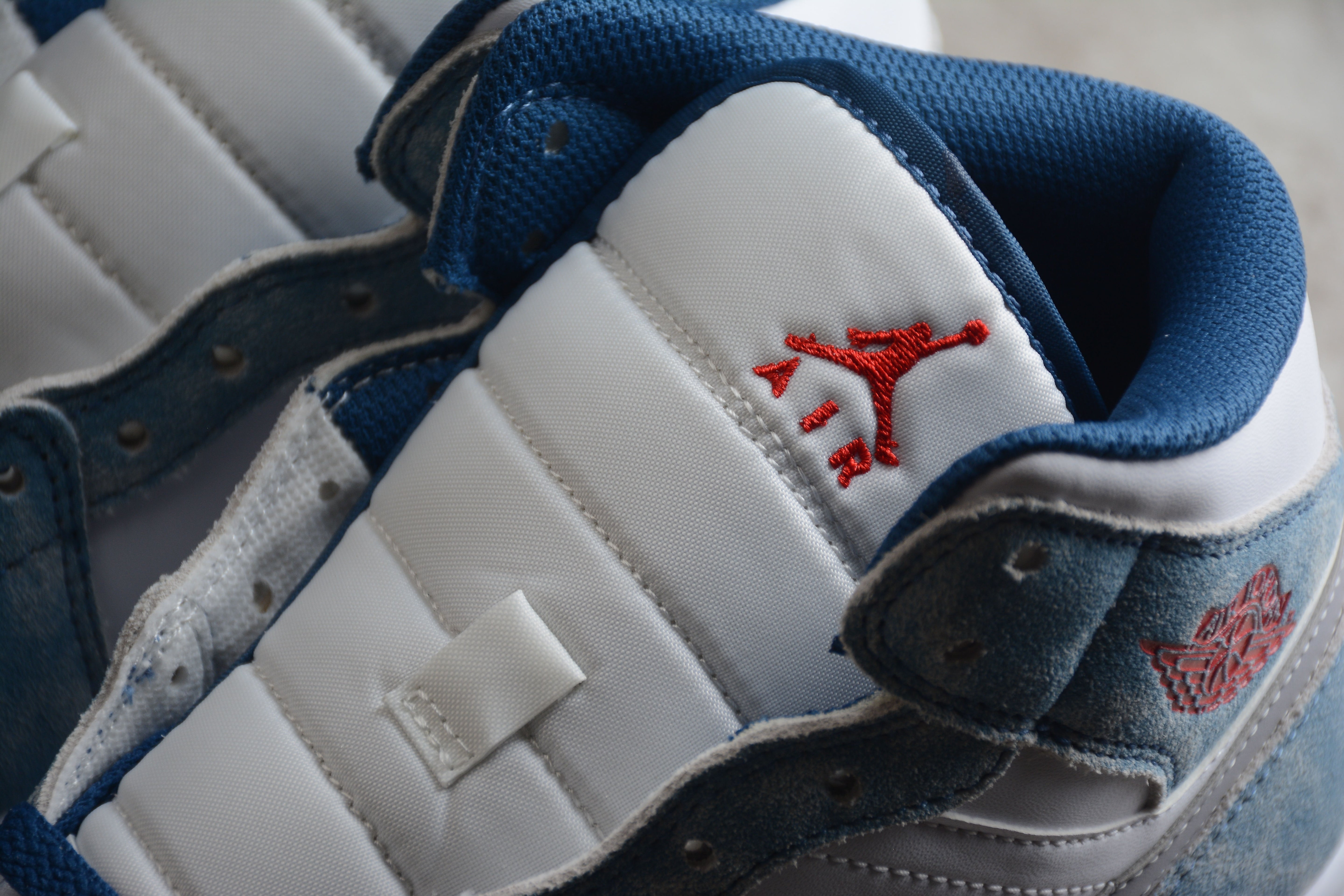 Jordan 1 Mid French Blue Fire Red