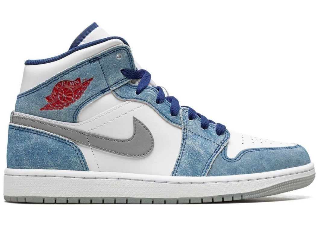 Jordan 1 Mid French Blue Fire Red