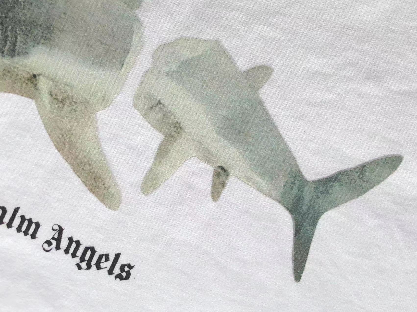 T-Shirt Palm Angels White Shark