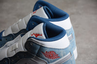 Jordan 1 Mid French Blue Fire Red