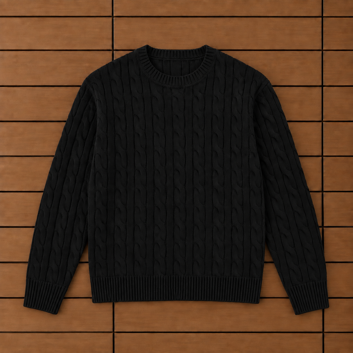 Camisola de Malha Entrançada – Preto