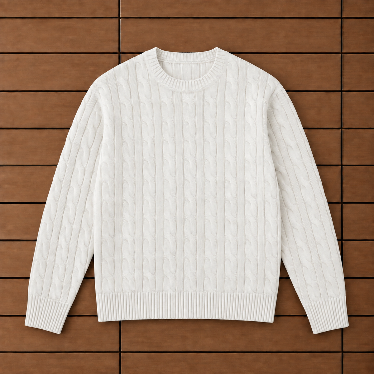 Camisola de Malha Entrançada – Branco
