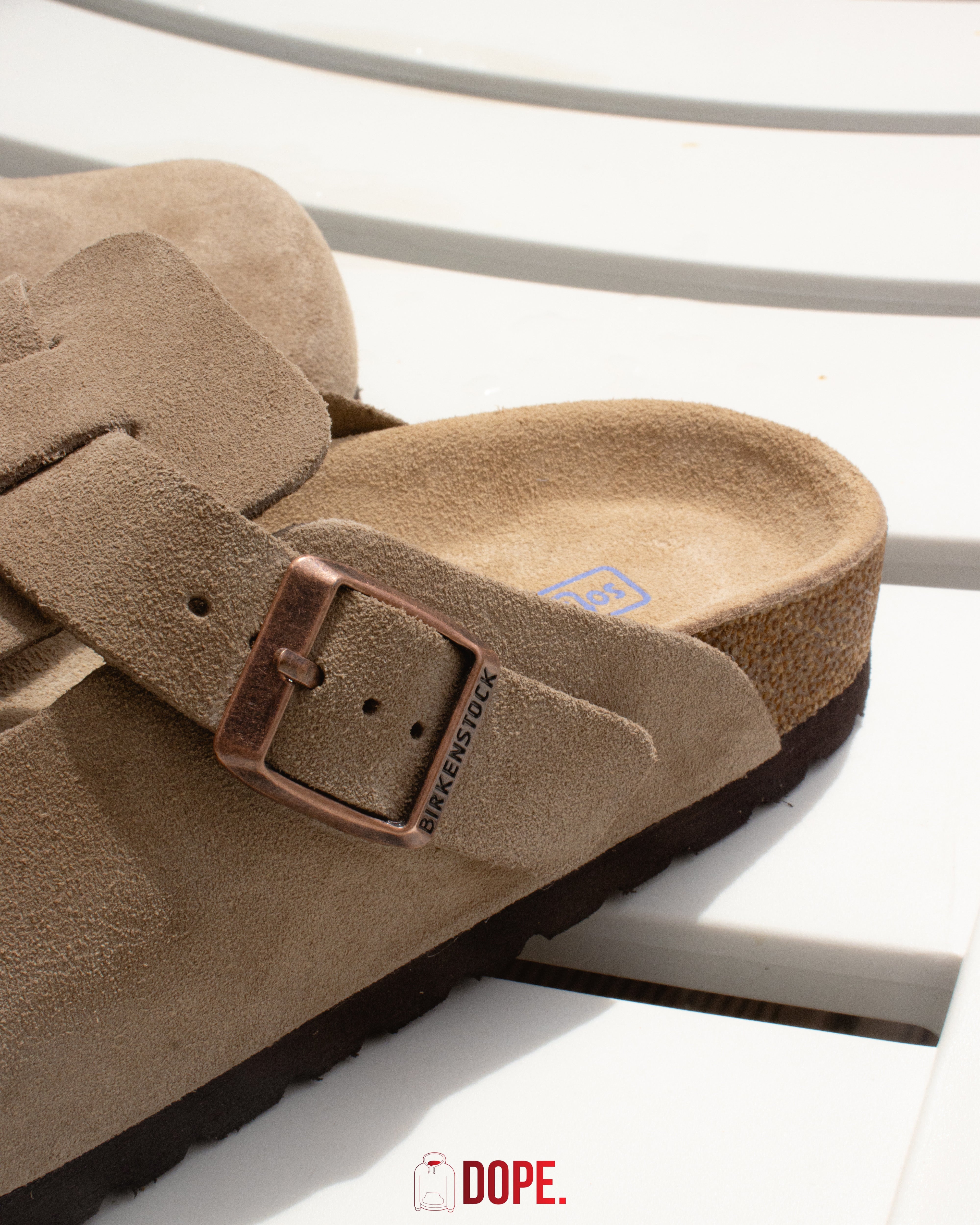 Birkenstock Boston Soft Footbed Suede Taupe